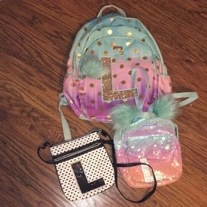 black purse,rainbow. mini book bag